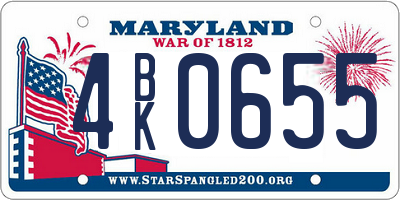MD license plate 4BK0655