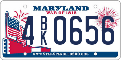 MD license plate 4BK0656