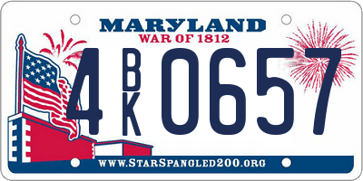 MD license plate 4BK0657
