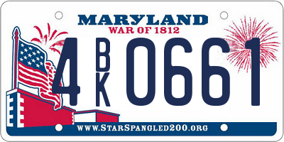 MD license plate 4BK0661