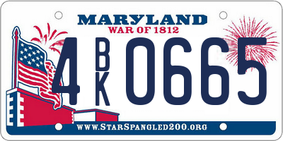 MD license plate 4BK0665