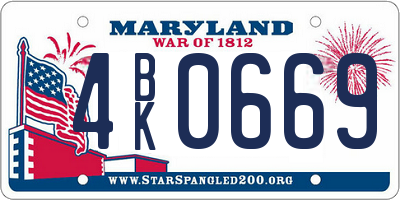 MD license plate 4BK0669