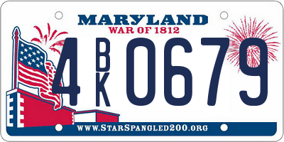 MD license plate 4BK0679