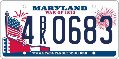 MD license plate 4BK0683