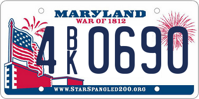 MD license plate 4BK0690