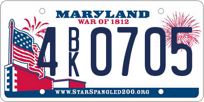 MD license plate 4BK0705