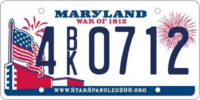 MD license plate 4BK0712