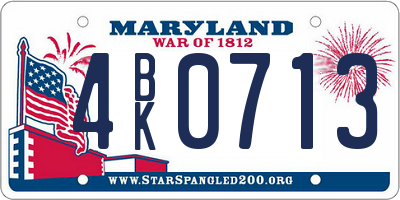 MD license plate 4BK0713