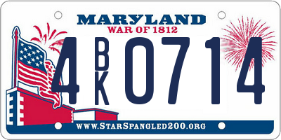 MD license plate 4BK0714