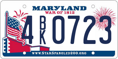MD license plate 4BK0723