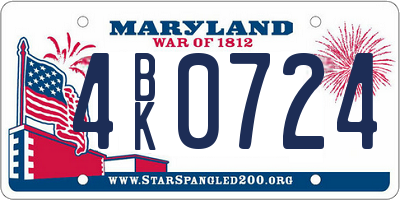MD license plate 4BK0724