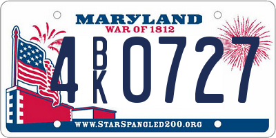 MD license plate 4BK0727