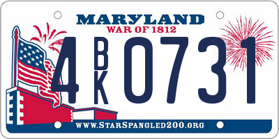 MD license plate 4BK0731