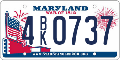 MD license plate 4BK0737
