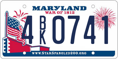 MD license plate 4BK0741