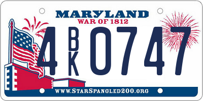 MD license plate 4BK0747