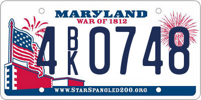MD license plate 4BK0748