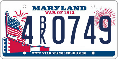 MD license plate 4BK0749