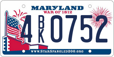 MD license plate 4BK0752