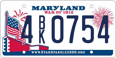 MD license plate 4BK0754