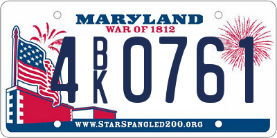 MD license plate 4BK0761