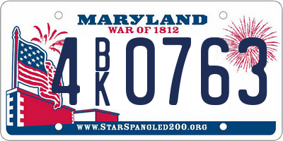 MD license plate 4BK0763