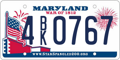 MD license plate 4BK0767