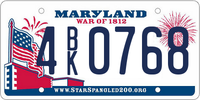 MD license plate 4BK0768