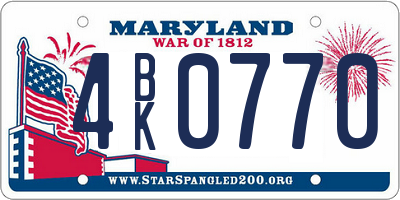 MD license plate 4BK0770