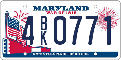 MD license plate 4BK0771