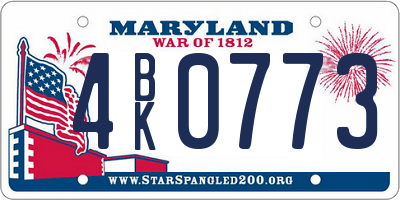 MD license plate 4BK0773