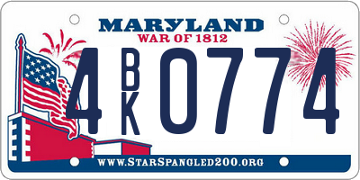 MD license plate 4BK0774