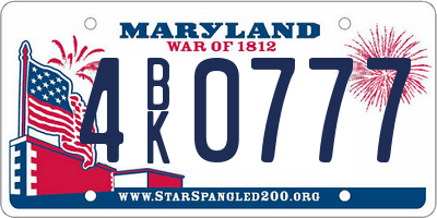 MD license plate 4BK0777