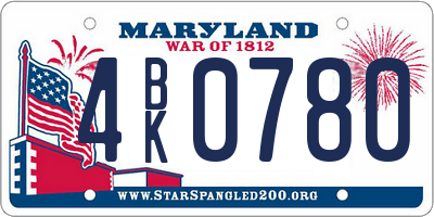 MD license plate 4BK0780