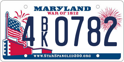 MD license plate 4BK0782