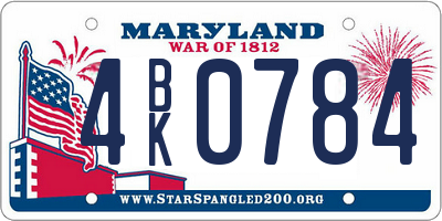 MD license plate 4BK0784