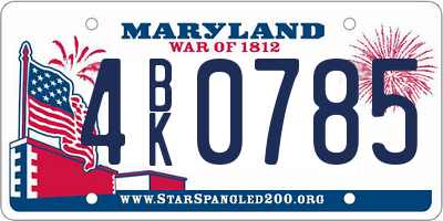 MD license plate 4BK0785