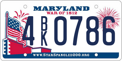 MD license plate 4BK0786