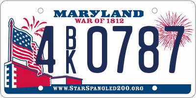 MD license plate 4BK0787