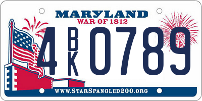 MD license plate 4BK0789