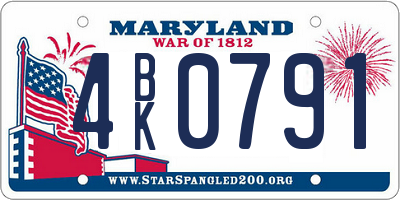 MD license plate 4BK0791