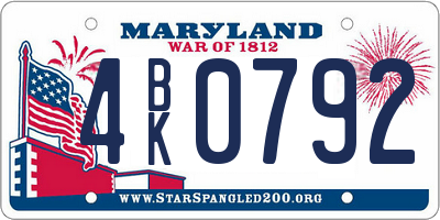 MD license plate 4BK0792