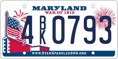 MD license plate 4BK0793