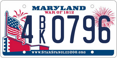 MD license plate 4BK0796