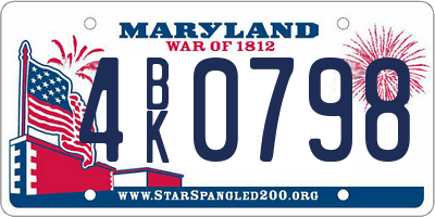 MD license plate 4BK0798