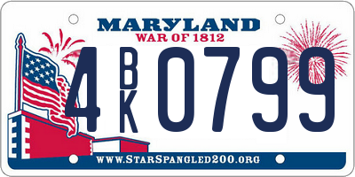 MD license plate 4BK0799