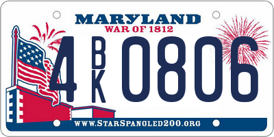 MD license plate 4BK0806