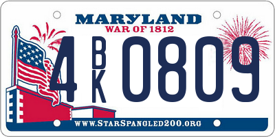 MD license plate 4BK0809