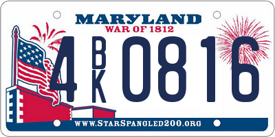 MD license plate 4BK0816