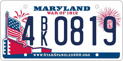 MD license plate 4BK0819